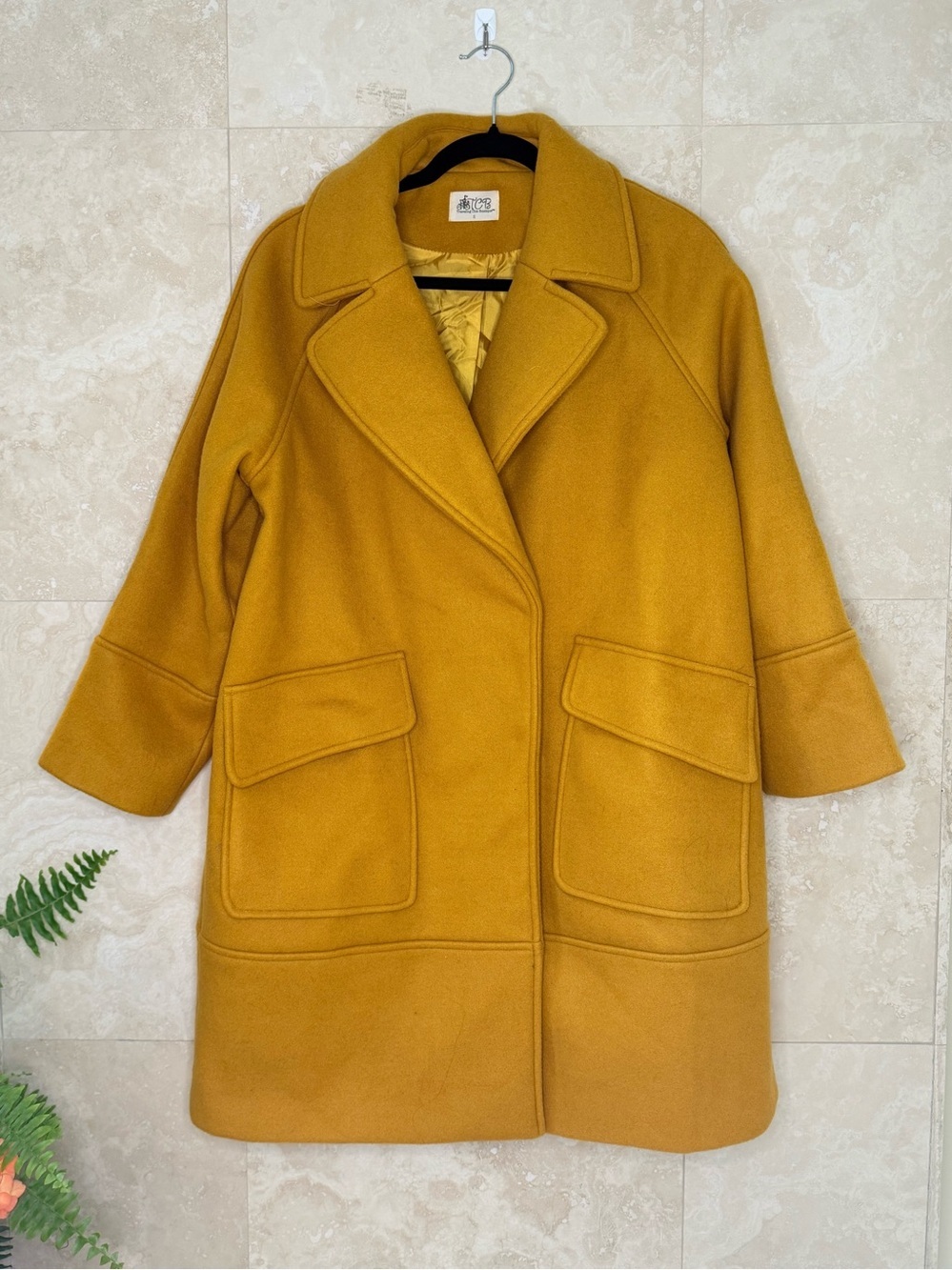TCB Traveling Chic Boutique Mustard Wool Blend Oversized Longline Coat Small